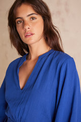 MIRANA ROYAL BLUE LONG COTTON DRESS