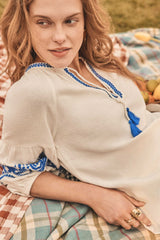 SIRENE EMBROIDERED COTTON SHIRT