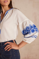 SIRENE EMBROIDERED COTTON SHIRT