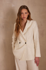 BESS STRIPED TAILORED LINEN JACKET