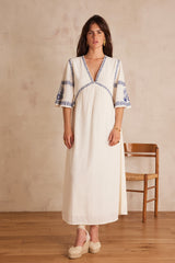ROMY BLUE EMBROIDERED COTTON DRESS