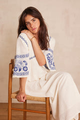 ROMY BLUE EMBROIDERED COTTON DRESS