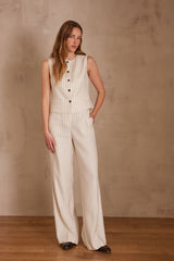 LAYLA STRIPED LINEN TROUSERS