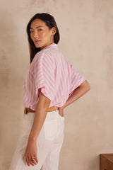 SUNSET PALE PINK STRIPED COTTON SHIRT