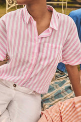 SUNSET PALE PINK STRIPED COTTON SHIRT