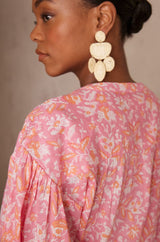 PRANA RASPBERRY PRINTED COTTON BLOUSE