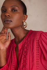 LUCILIANA FUCHSIA EMBROIDERED DRESS