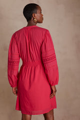 LUCILIANA FUCHSIA EMBROIDERED DRESS