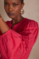 LUCILIANA FUCHSIA EMBROIDERED DRESS