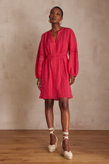 LUCILIANA FUCHSIA EMBROIDERED DRESS