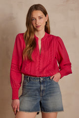 BRENDA FUCHSIA EMBROIDERED COTTON BLOUSE
