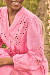 LIVE PRIMEROSE EMBROIDERED LONG COTTON DRESS