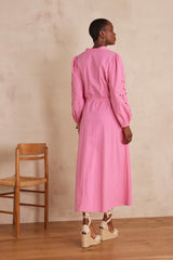 LIVE PRIMEROSE EMBROIDERED LONG COTTON DRESS