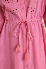 LIVE PRIMEROSE EMBROIDERED LONG COTTON DRESS