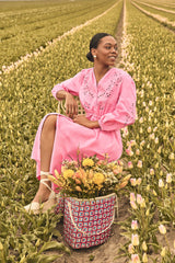 LIVE PRIMEROSE EMBROIDERED LONG COTTON DRESS