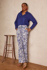 PRINCE BLUE PRINTED COTTON TROUSERS