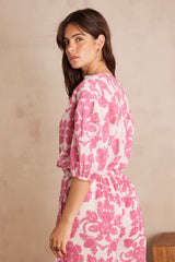 SUN PALE PINK PRINTED COTTON BLOUSE