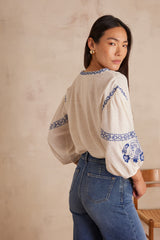 SALLY EMBROIDERED COTTON BLOUSE