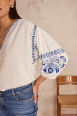 SALLY EMBROIDERED COTTON BLOUSE