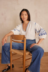 SALLY EMBROIDERED COTTON BLOUSE