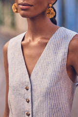 CENIA STRIPED LINEN VEST
