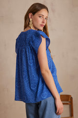 BILLIE BLUE ARABESQUE COTTON BLOUSE