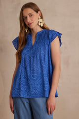 BILLIE BLUE ARABESQUE COTTON BLOUSE