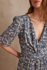 LOVE SKY BLUE PRINTED LONG DRESS