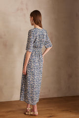LOVE SKY BLUE PRINTED LONG DRESS