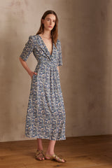 LOVE SKY BLUE PRINTED LONG DRESS