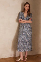 LOVE SKY BLUE PRINTED LONG DRESS
