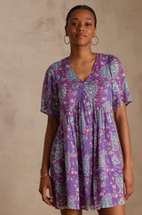MAEVA PURPLE PRINTED COTTON DRESS