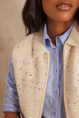 BENJI CREAM SLEEVELESS ZIPPED CARDIGAN