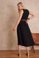 RIVIANA BLACK SLEEVELESS LONG DRESS