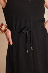 RIVIANA BLACK SLEEVELESS LONG DRESS