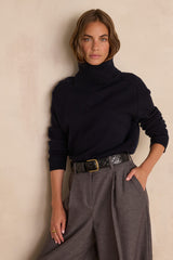 CELESTIN NAVY TURTLENECK WOOL JUMPER