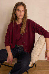 BILLY BURGUNDY CASHMERE CARDIGAN