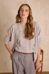 BILLY HEATHER GREY CASHMERE CARDIGAN