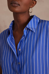 NAYAA BLUE STRIPED SHIRT DRESS