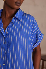 NAYAA BLUE STRIPED SHIRT DRESS