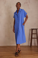 NAYAA BLUE STRIPED SHIRT DRESS