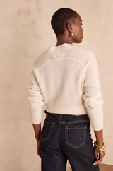 BRYTON CASHMERE ECRU V-NECK JUMPER