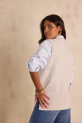 BASILE HEATHER GREY WOOL SLEEVELESS JUMPER