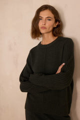 BROOKLYN PINE GREEN RIBBED WOOL JUMPER