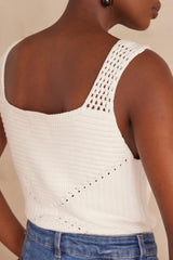 BAYA WHITE KNIT COTTON TANK TOP