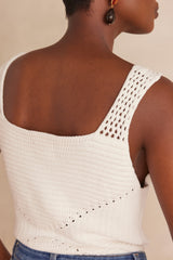 BAYA WHITE KNIT COTTON TANK TOP