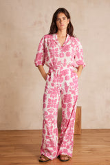 PRINCE PINK PRINTED COTTON TROUSERS