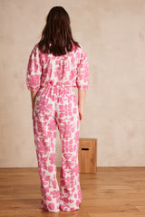 PRINCE PINK PRINTED COTTON TROUSERS