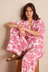 PRINCE PINK PRINTED COTTON TROUSERS