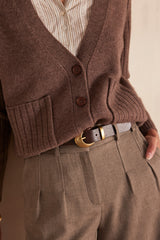 BALDWIN DARK TAUPE WOOL CARDIGAN
